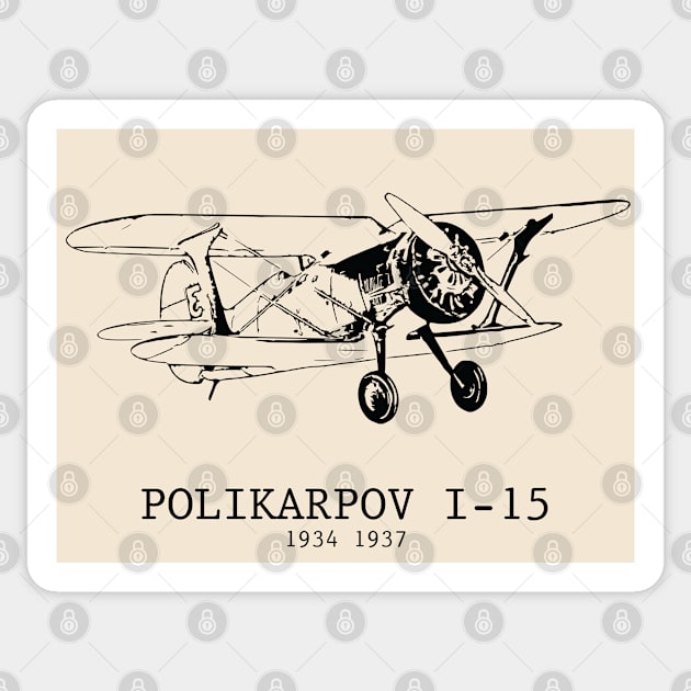Polikarpov I-15 1934–1937 Biplane Fighter Sticker by Lakeric